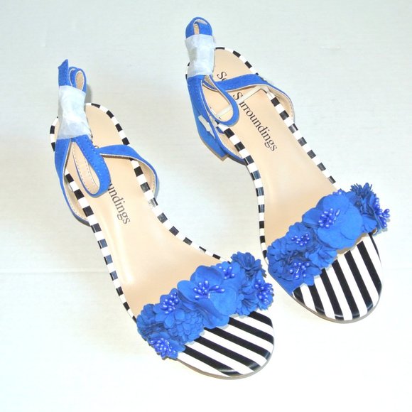 Soft Surroundings Flora Heels Blue Size 7.5 New - Picture 4 of 9